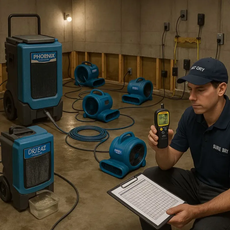 Structural Drying and Dehumidification process in Murrieta Hot Springs, CA
